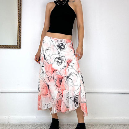 mesh printed maxi skirt