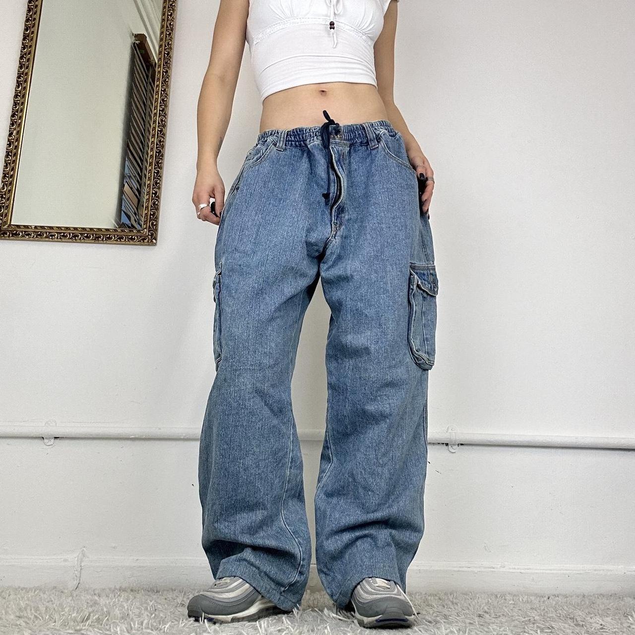 baggy cargo jeans with drawstring waist