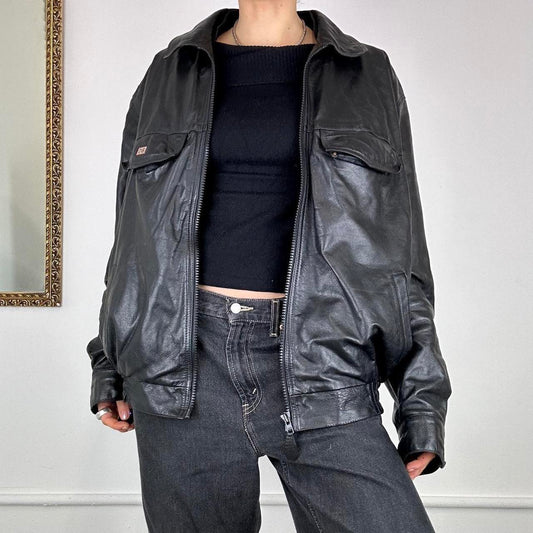 vintage leather bomber jacket