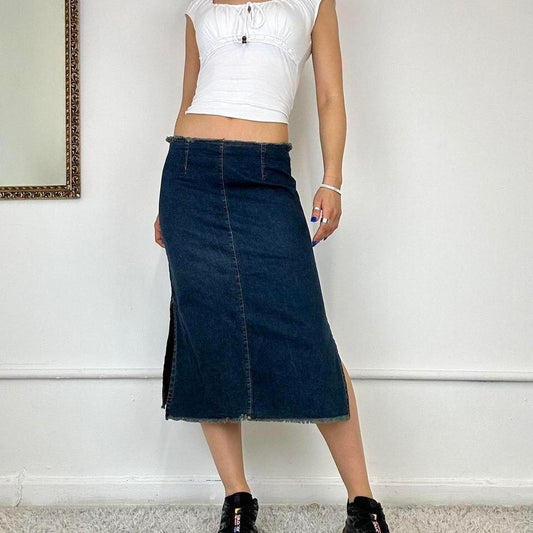 2000s denim midi skirt