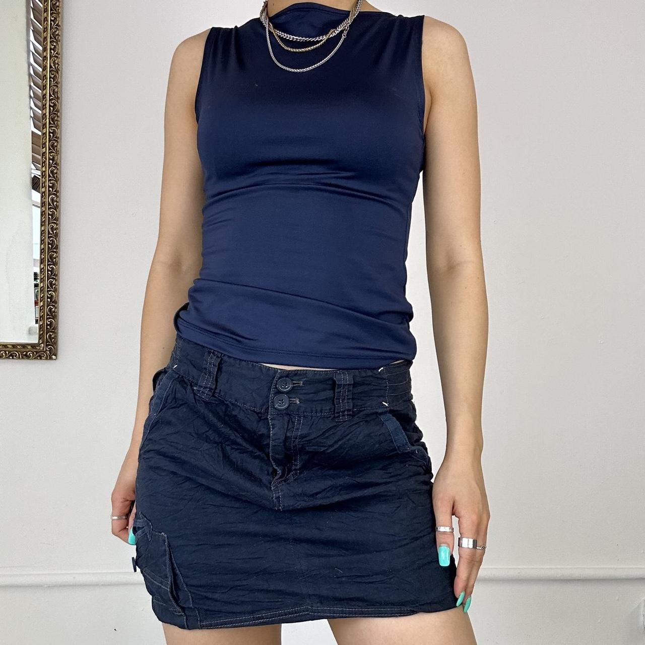 navy cargo mini skirt