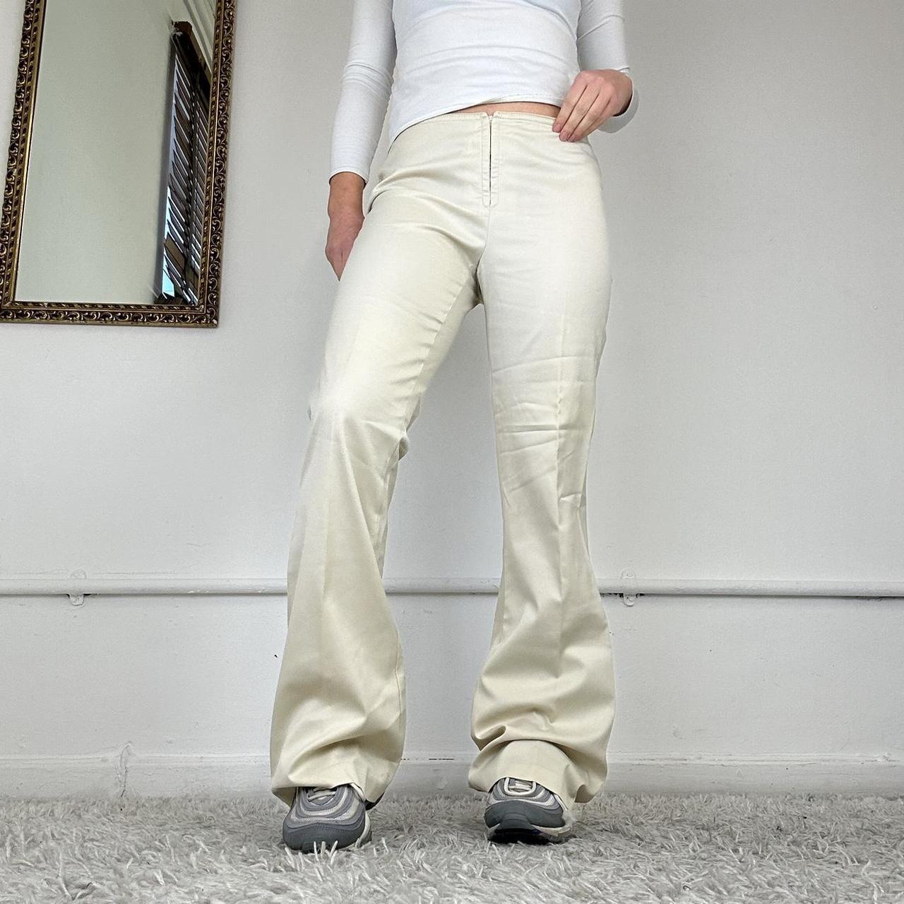 beige smart flared trousers