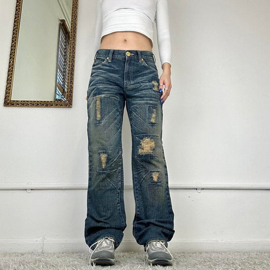 wide leg distressed jeans by osaka