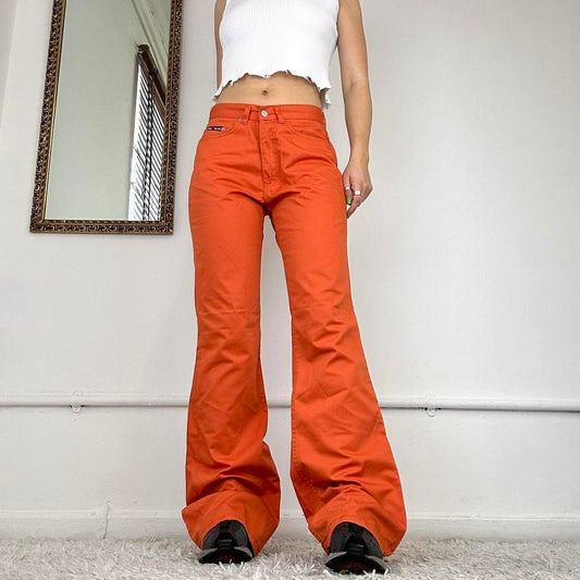 flared orange cargo trousers