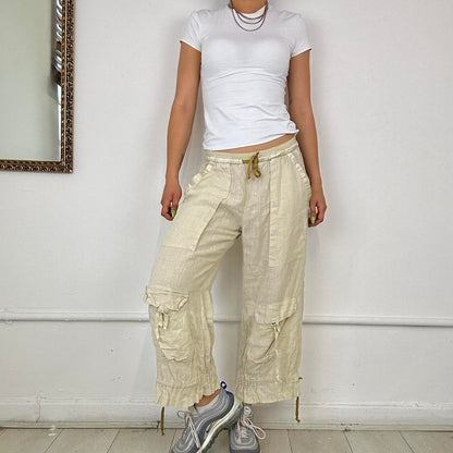 2000’s beige capri linen trousers by danza