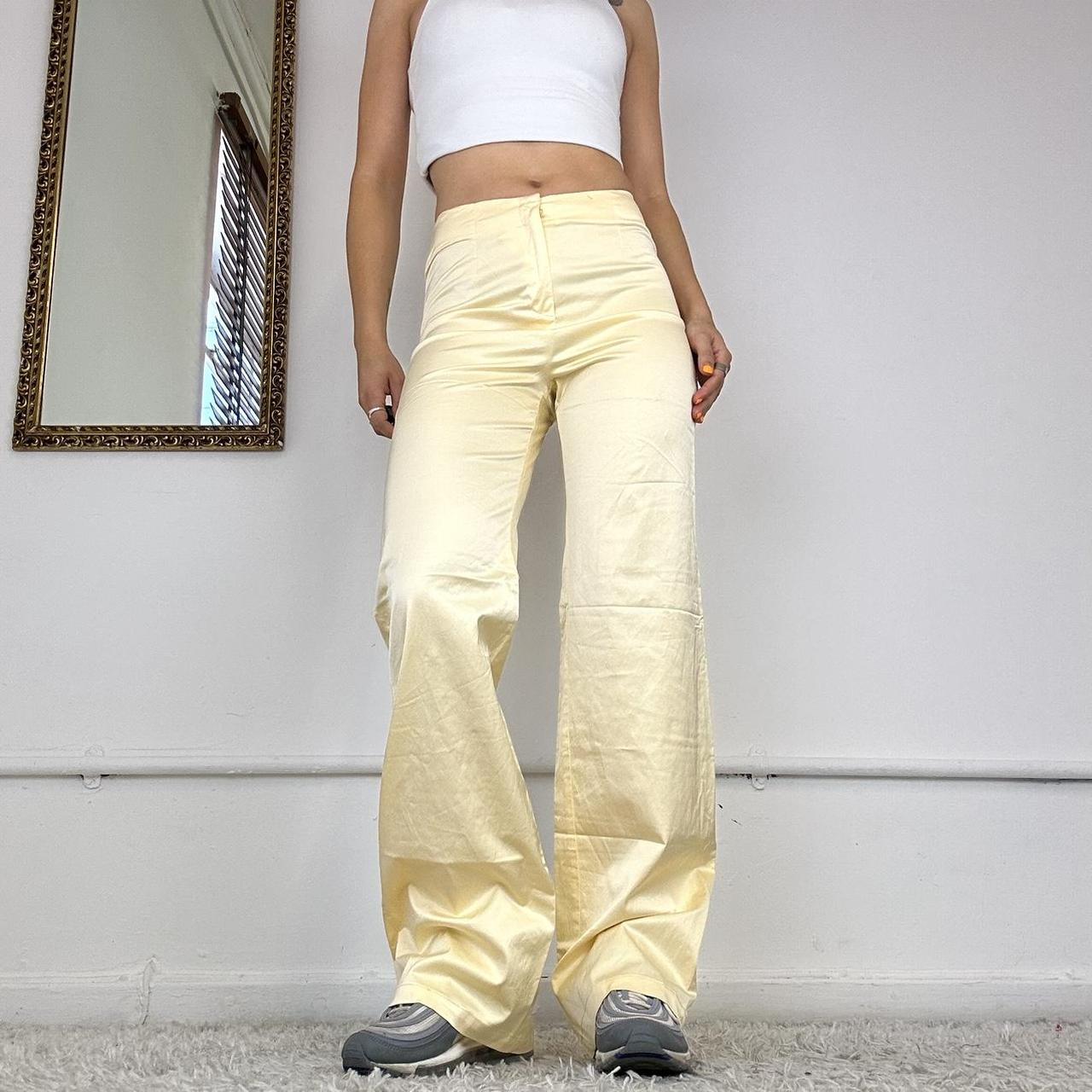 00's yellow satin look trousers