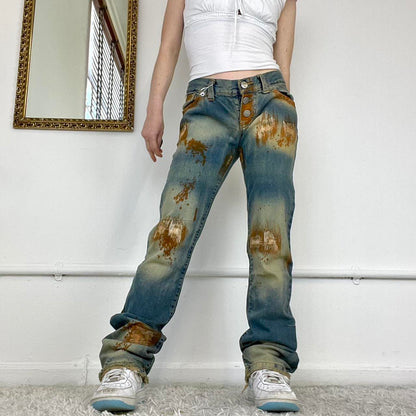 y2k flared leg cargo jeans