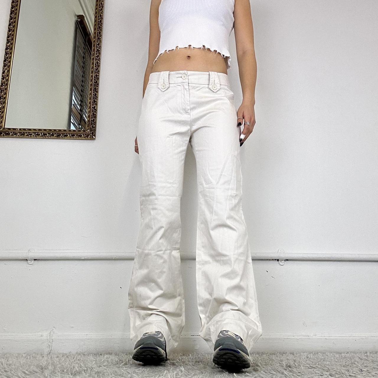 00's flared white trousers