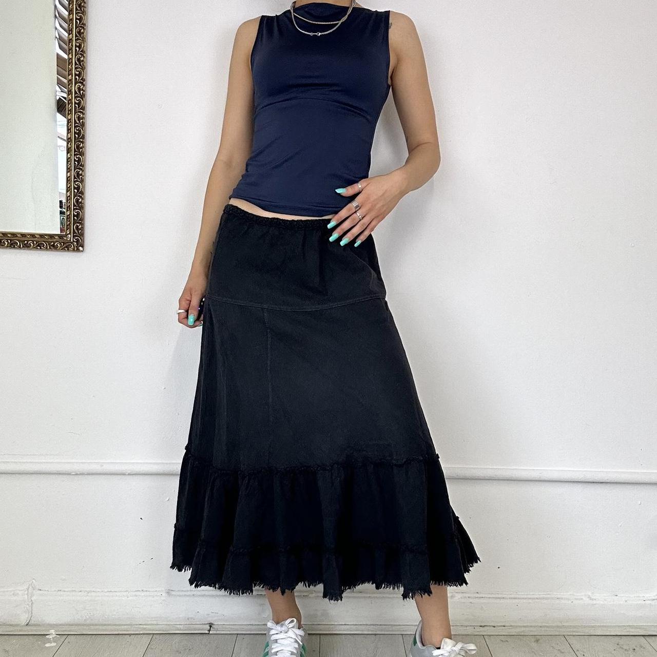 black linen maxi skirt