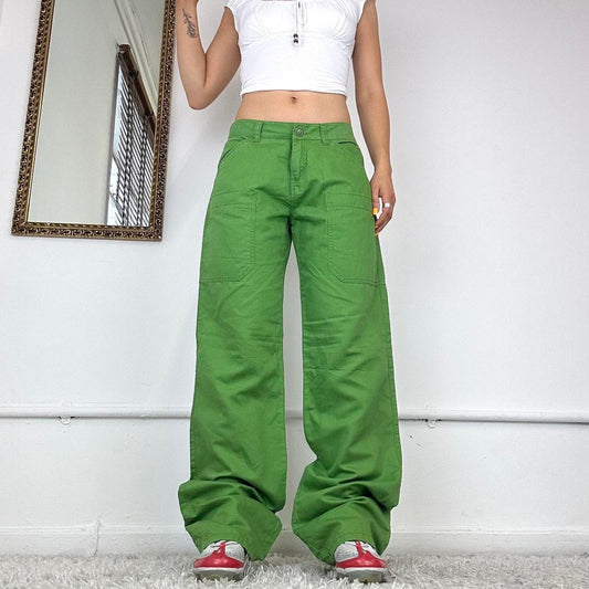 wide leg green linen cargos