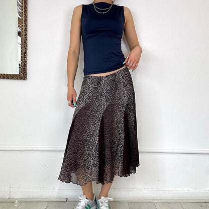 layered mesh midi skirt