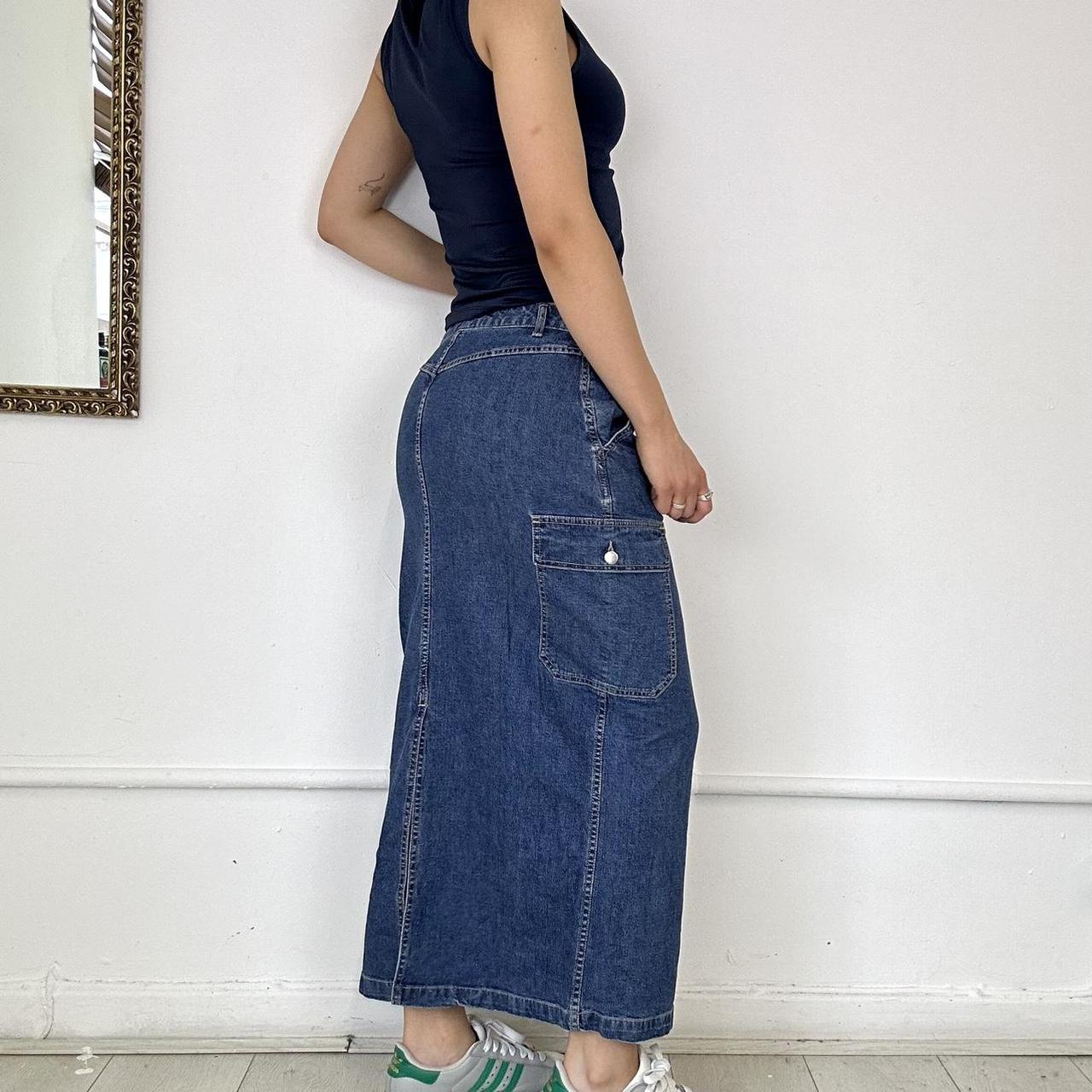 denim cargo maxi skirt