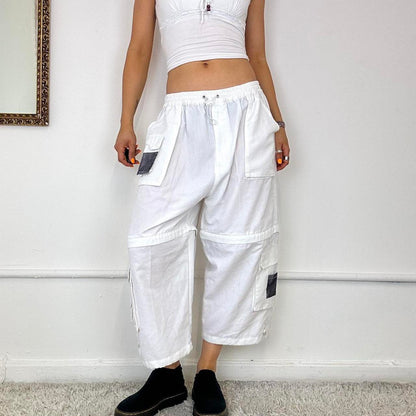 white  3/4 length cargo trousers