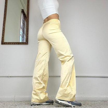 00's yellow satin look trousers