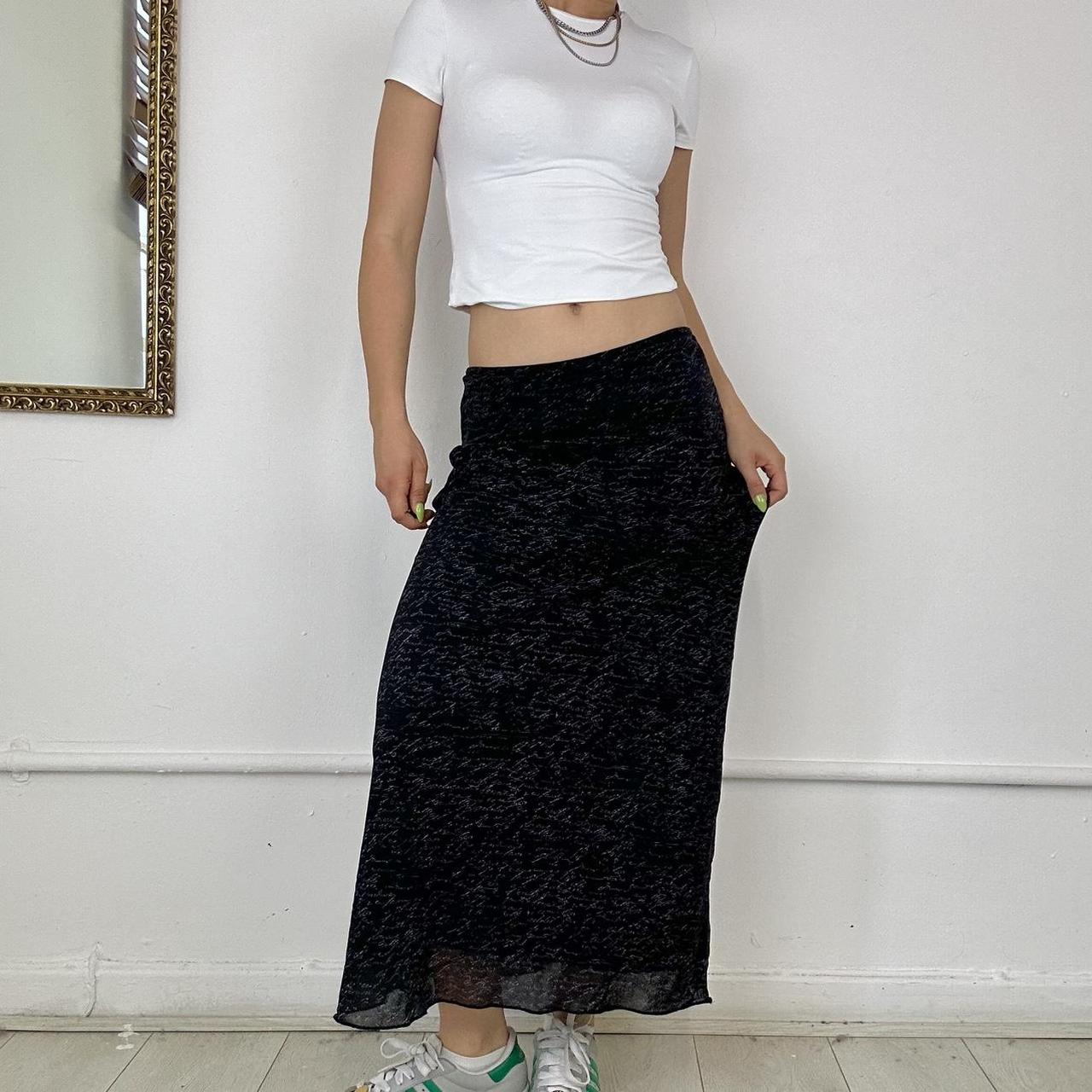 2000s mesh overlay maxi skirt