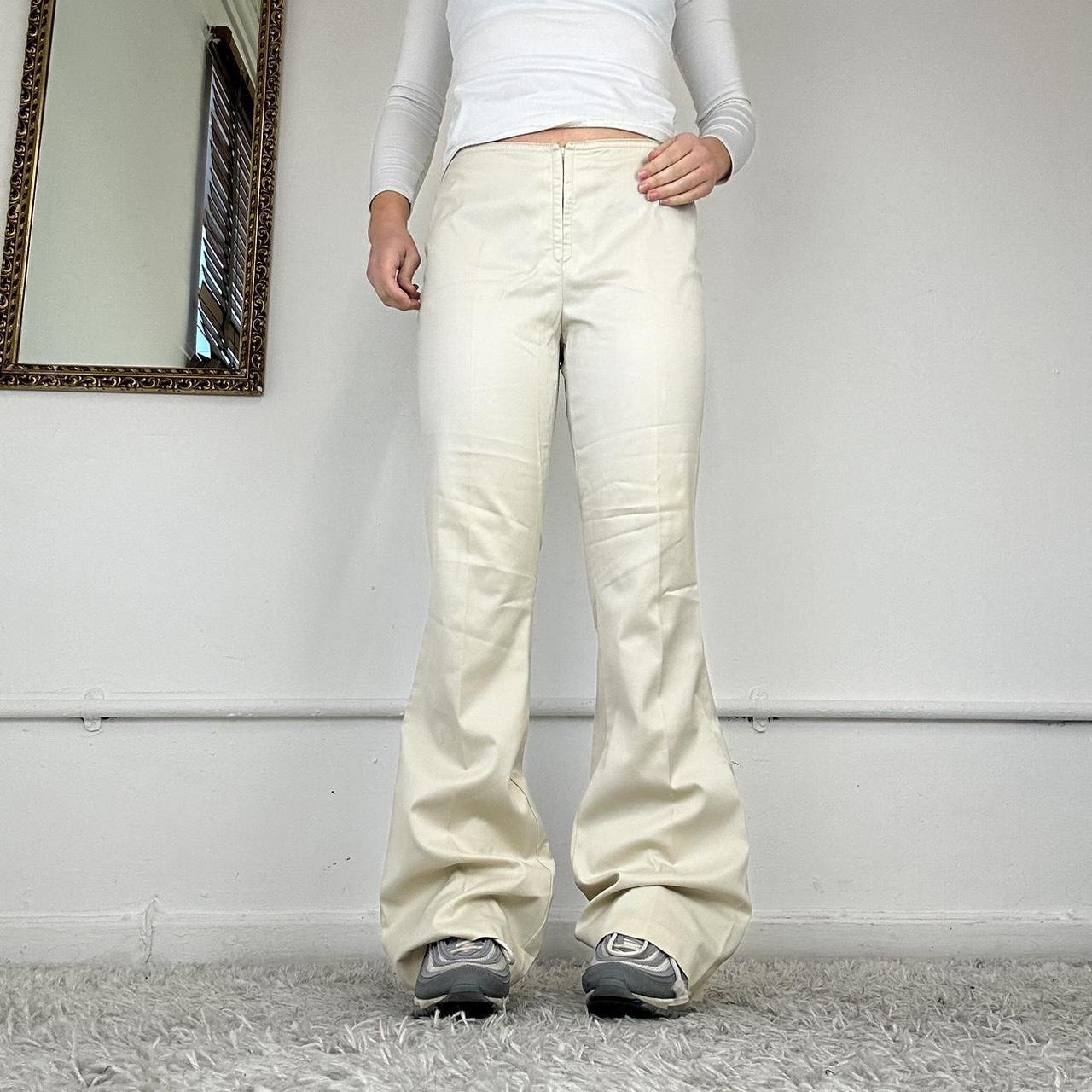 beige smart flared trousers