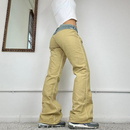 low rise wide leg cargo trousers