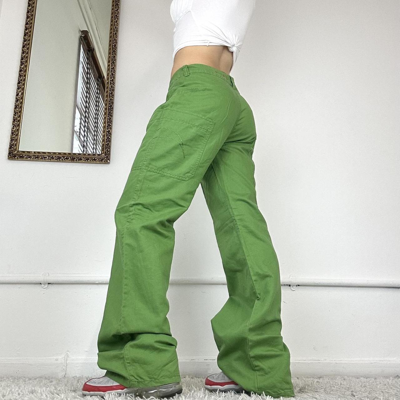 wide leg green linen cargos