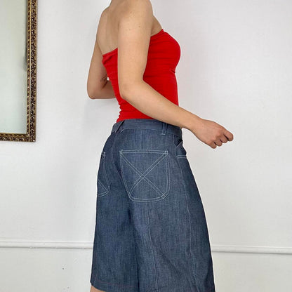 2000’s bright red bandeau top with detailing