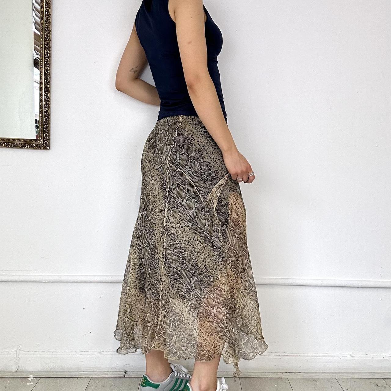 asymmetric mesh midi skirt