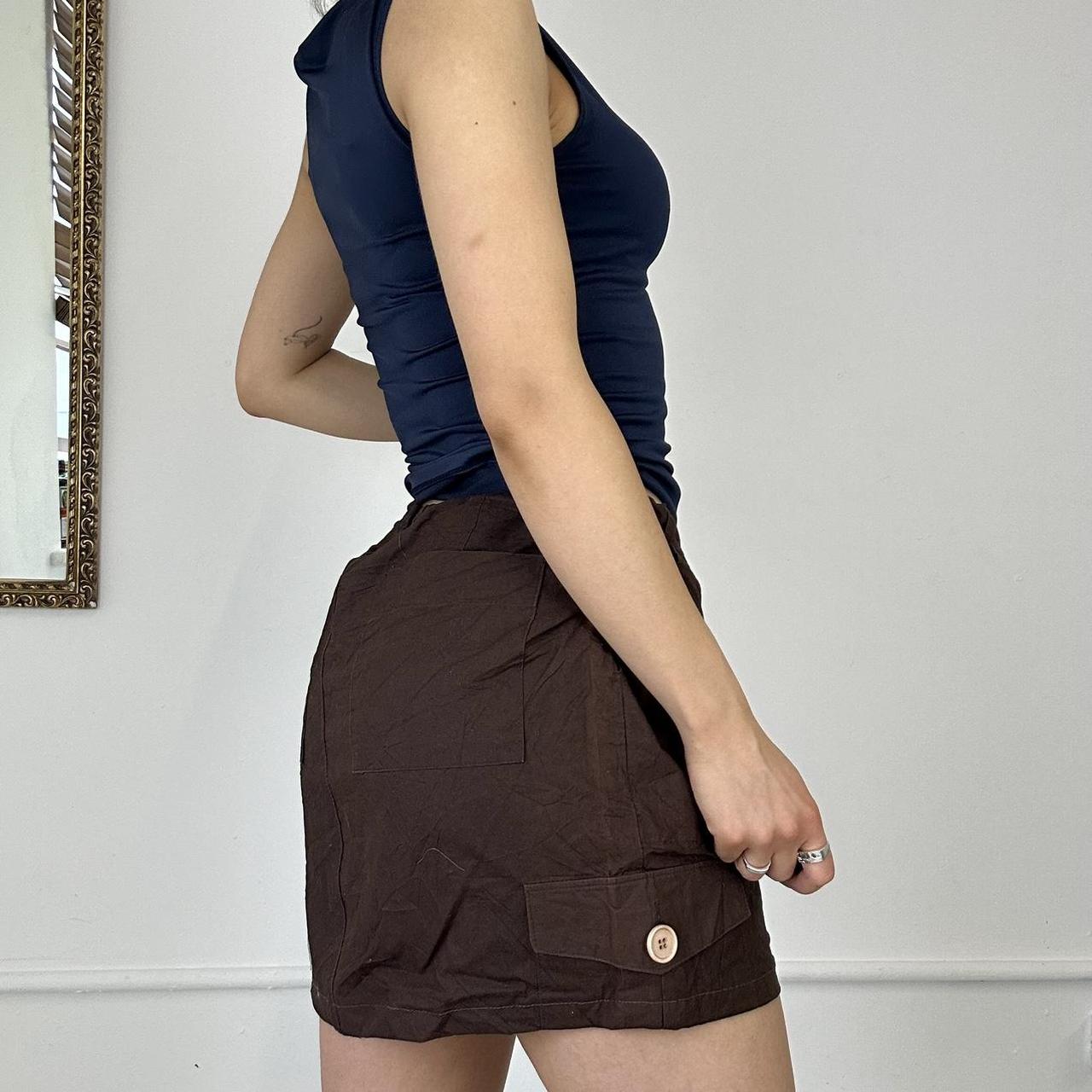 brown cargo mini skirt