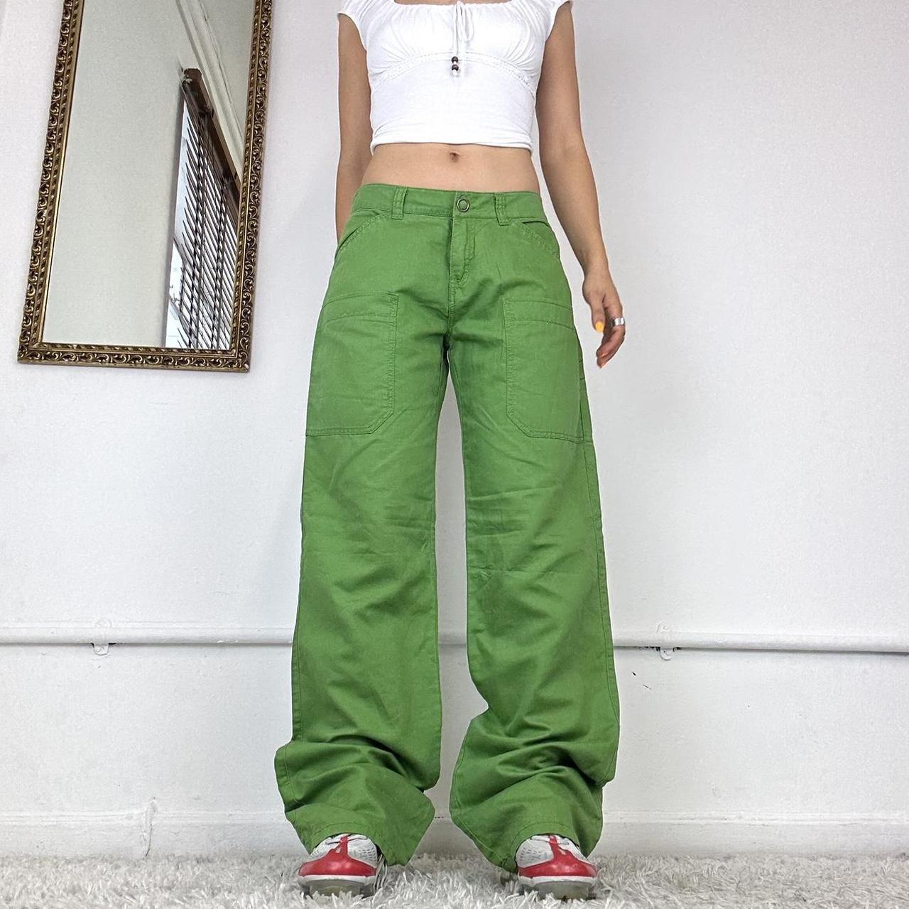 wide leg green linen cargos