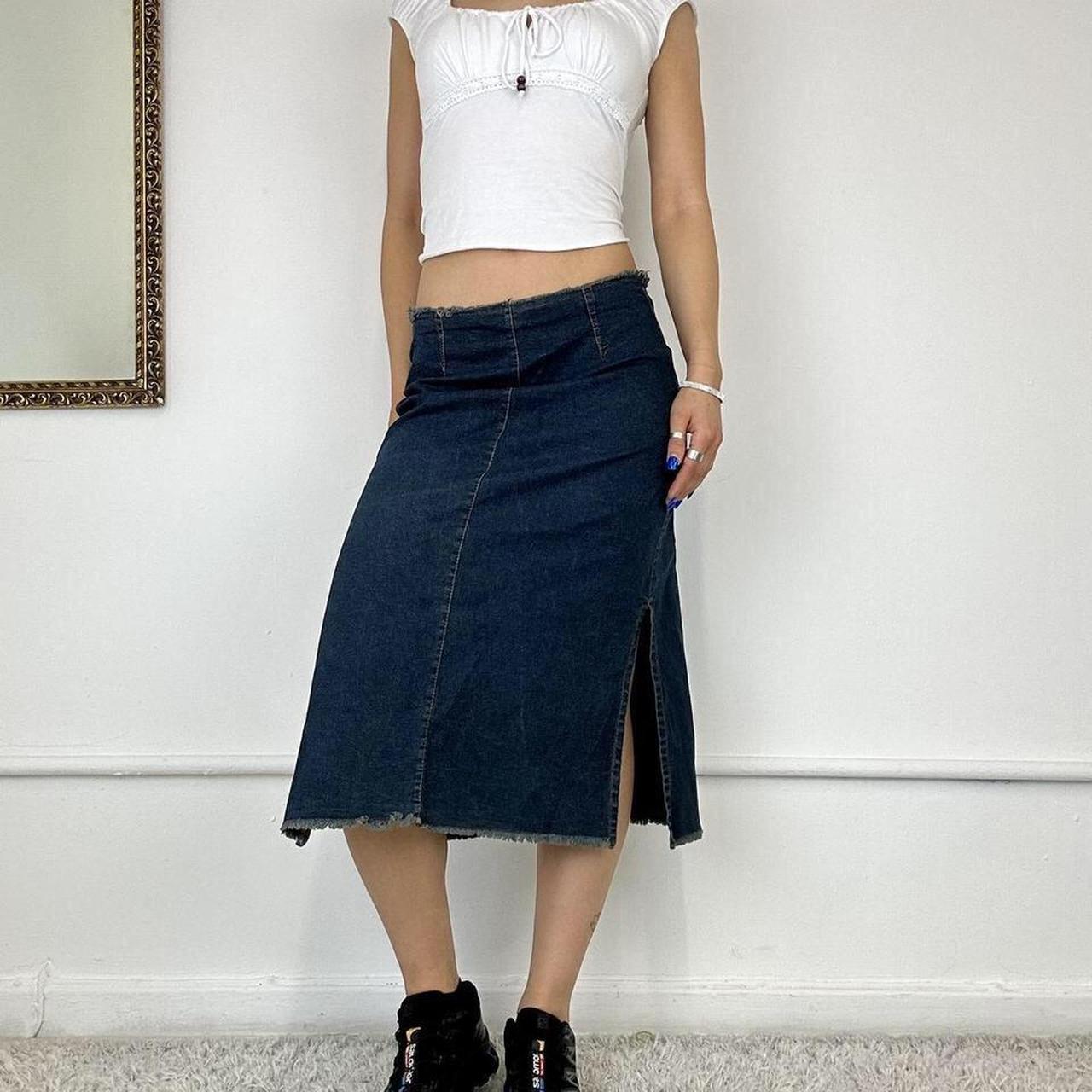 2000s denim midi skirt