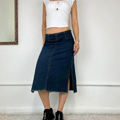 2000s denim midi skirt