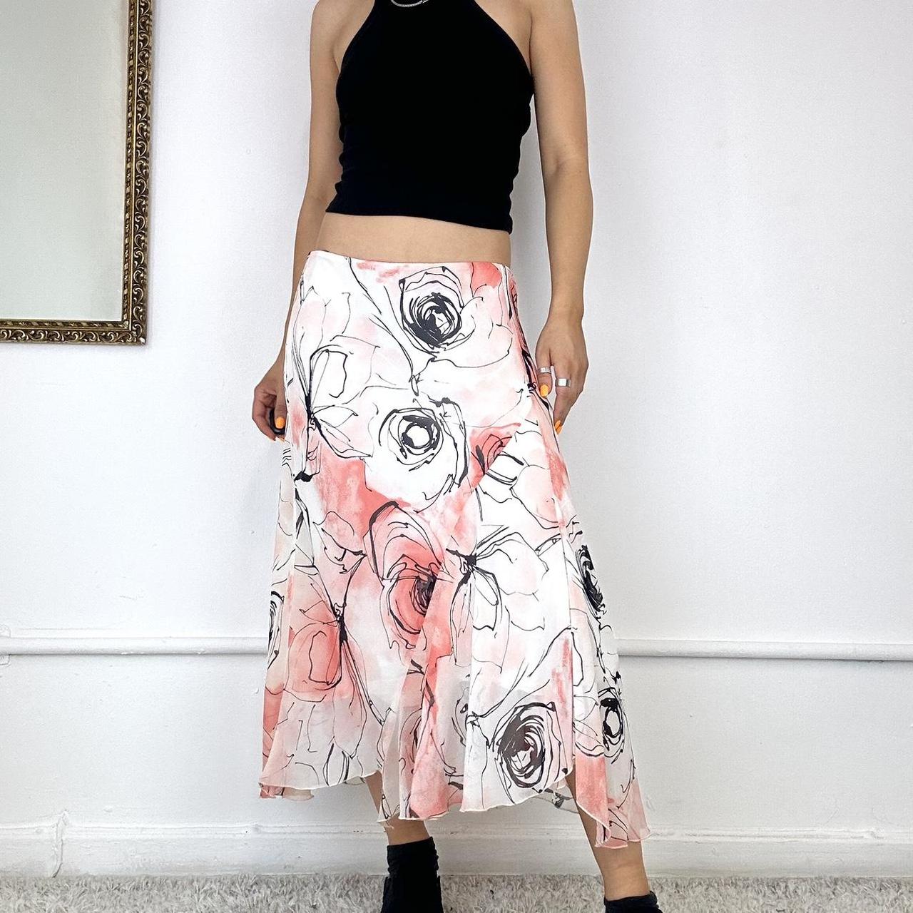 mesh printed maxi skirt