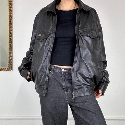 vintage leather bomber jacket