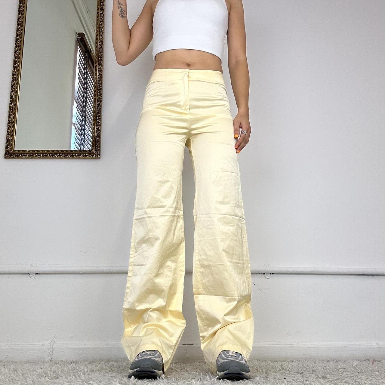 00's yellow satin look trousers