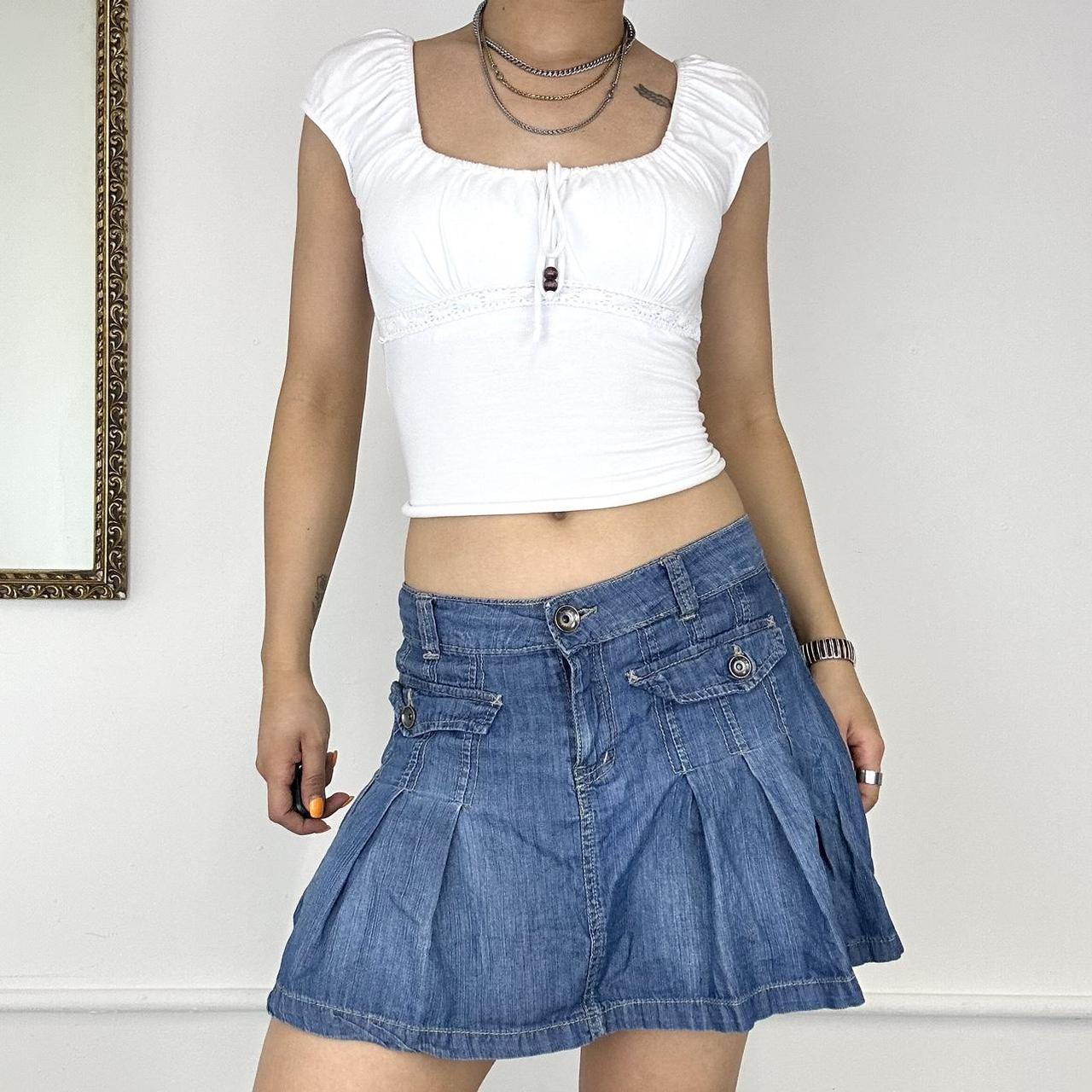 2000s denim mini skirt