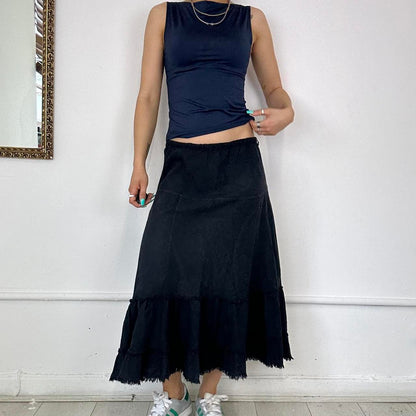 black linen maxi skirt