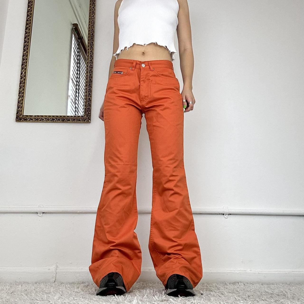 flared orange cargo trousers