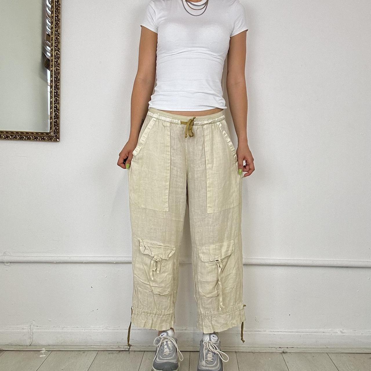 2000’s beige capri linen trousers by danza