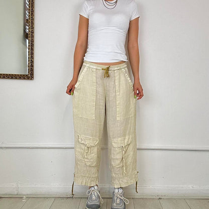 2000’s beige capri linen trousers by danza