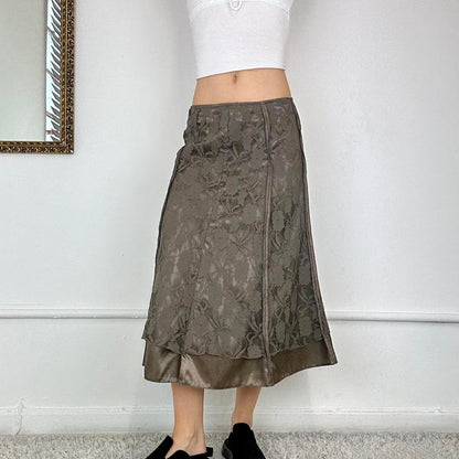 vintage brown lace maxi skirt