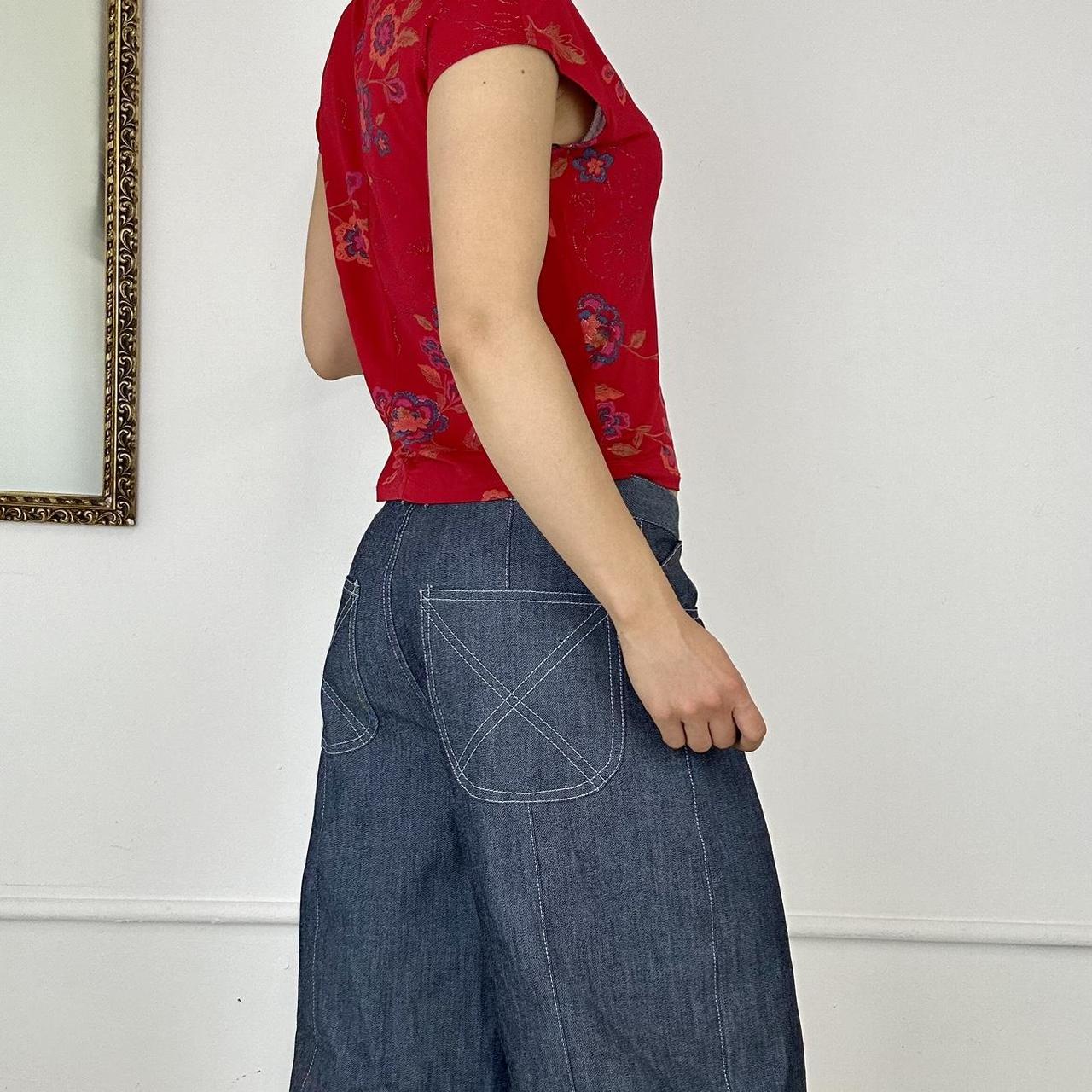 vintage red floral top