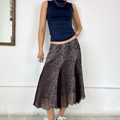 layered mesh midi skirt