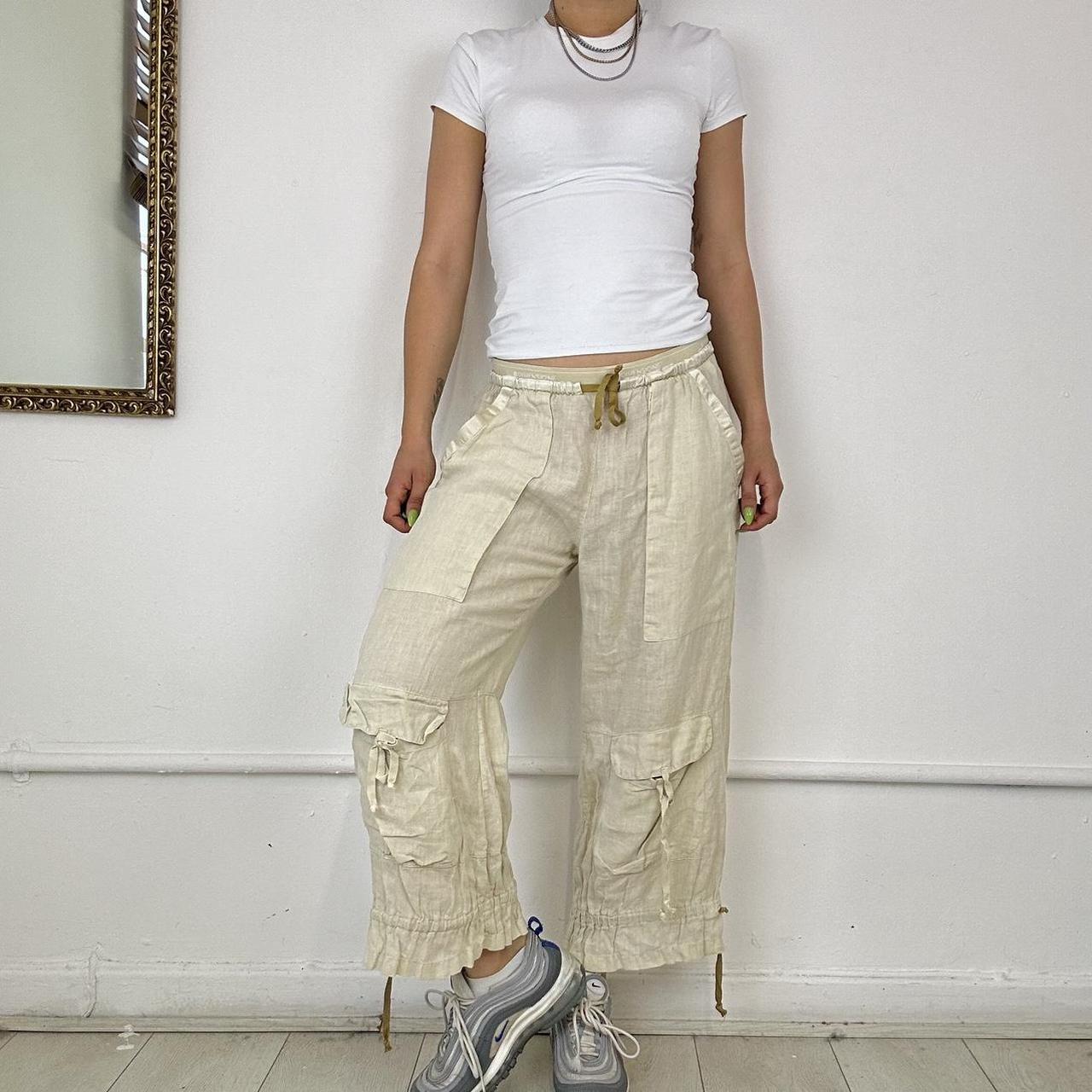 2000’s beige capri linen trousers by danza