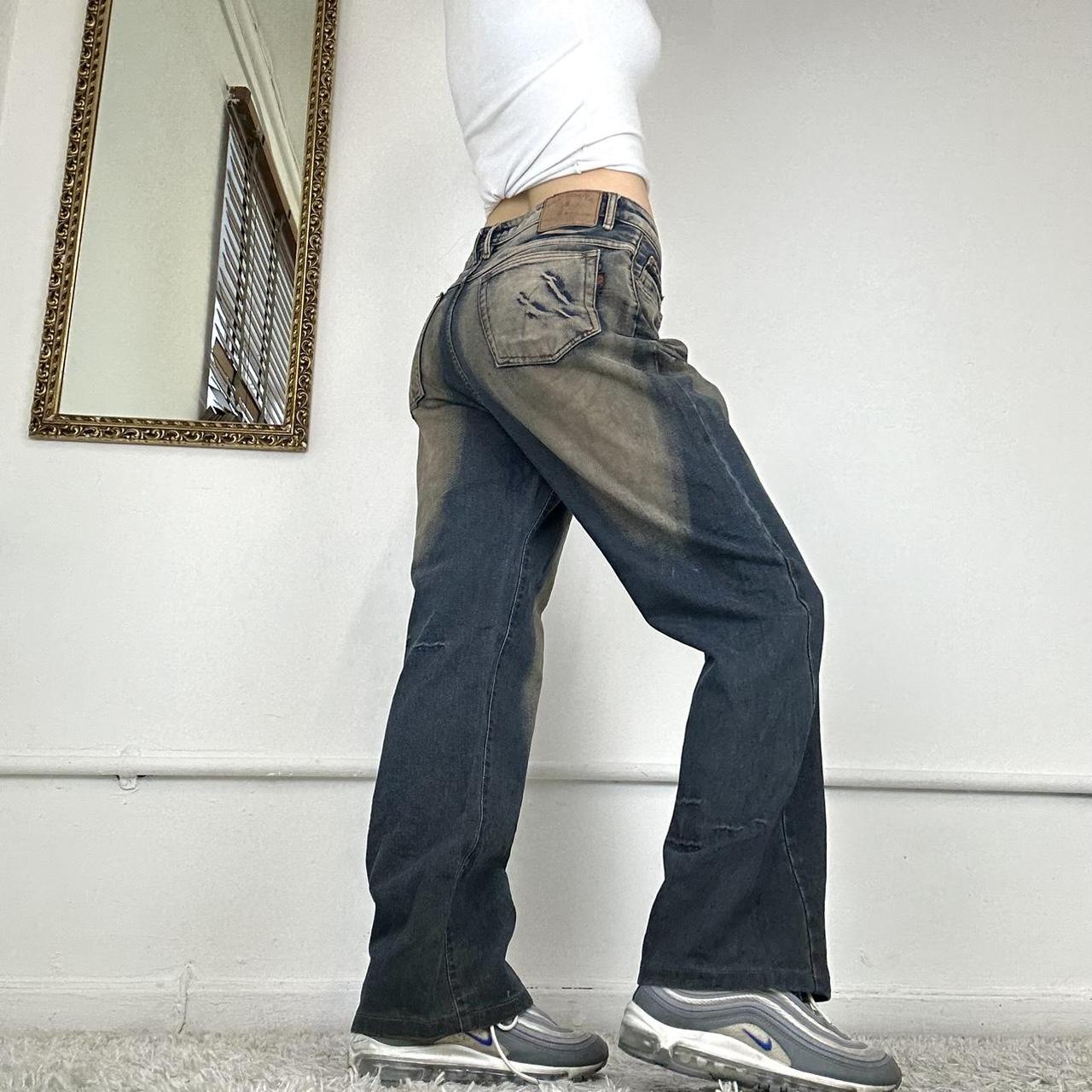 baggy two tone jeans