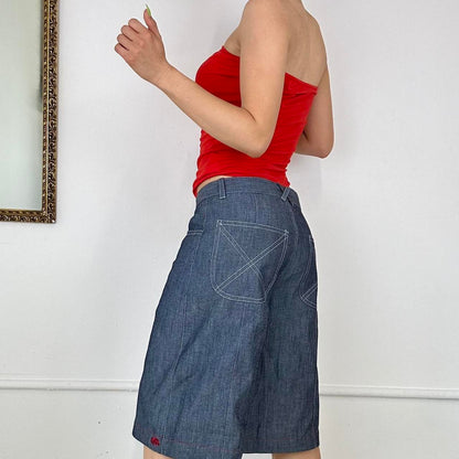 2000’s bright red bandeau top with detailing