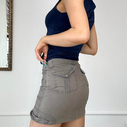 brown cargo combat mini skirt