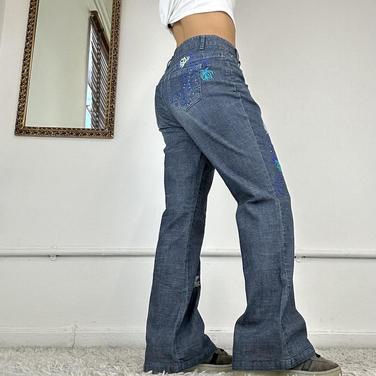 wide leg embroidered jeans