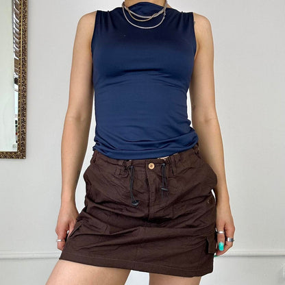 brown cargo mini skirt