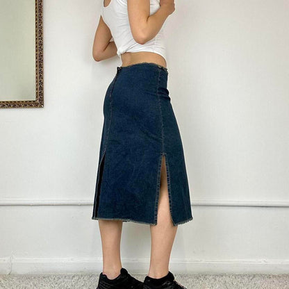 2000s denim midi skirt