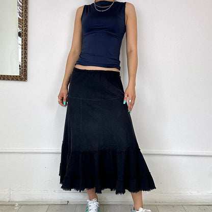 black linen maxi skirt