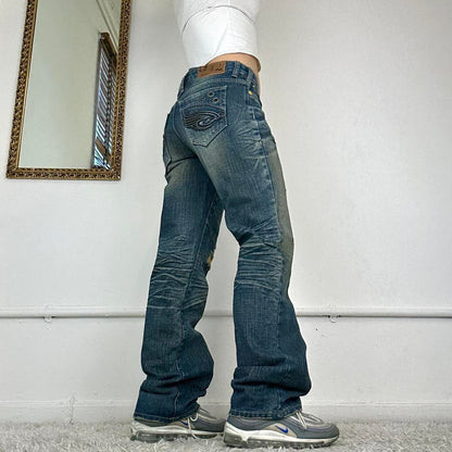 wide leg distressed jeans by osaka