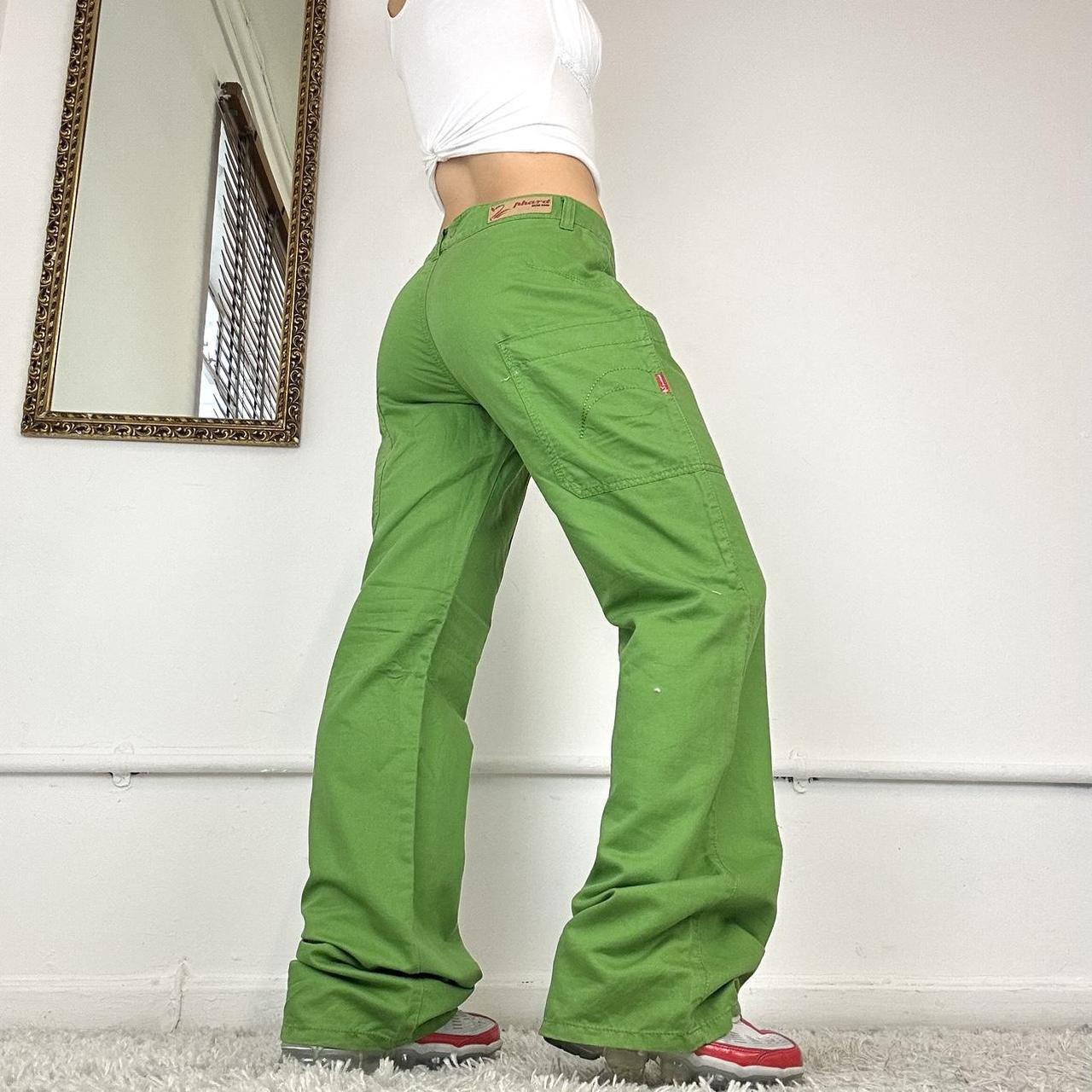 wide leg green linen cargos