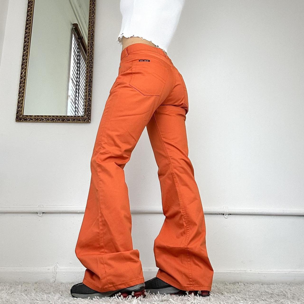 flared orange cargo trousers